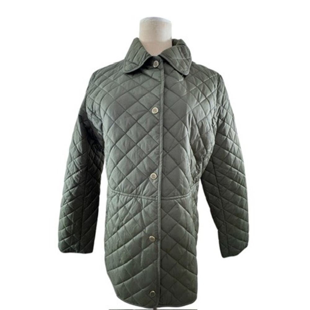 NWT!! ,"LAUREN RALPH LAUREN" Green,‎ Quilted Barn Coat, SZ L, Old Money,Preppy